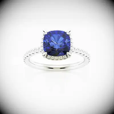 Grown Brilliance cushion-cut sapphire engagement ring 