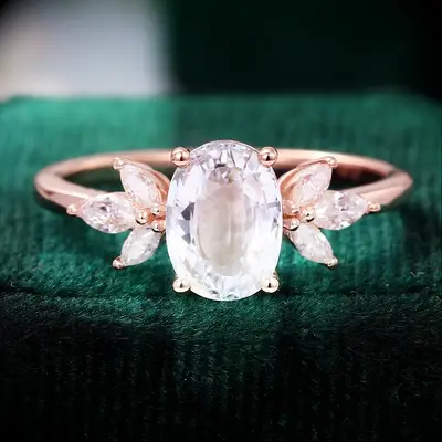 Molly Jewelry oval-cute white sapphire engagement ring