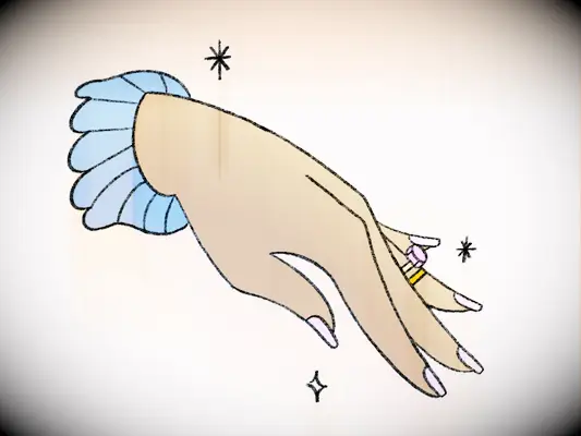 Illustration hand wearing engagement and wedding ring, how to wear engagement ring and wedding band