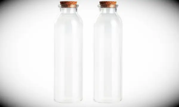 Clear bottle with cork proposal decoration