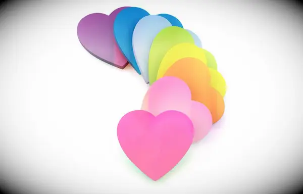 Multicolored heart shaped sticky notes