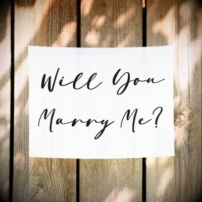 Will you marry me? black and white proposal banner from Amazon
