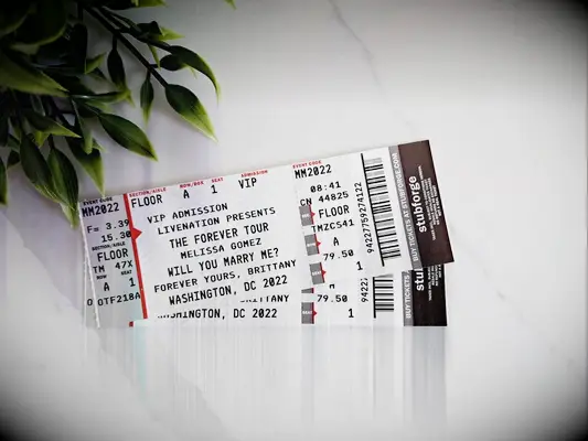 Custom proposal concert tickets