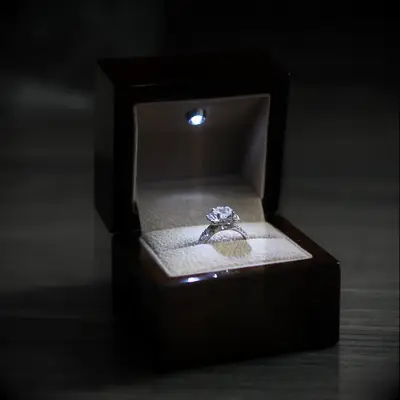 Wood LED Light Proposal Ring Box