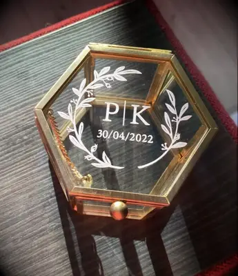 Floral-Filled Glass Initial Ring Box