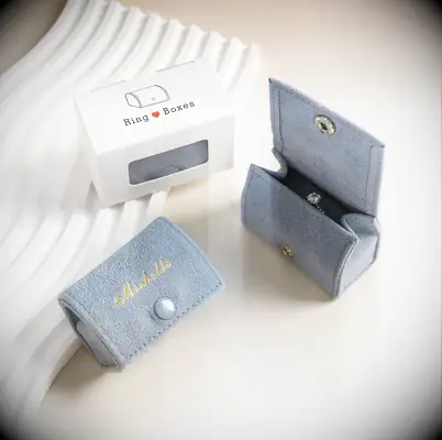 Blue Personalized Ring Pouch