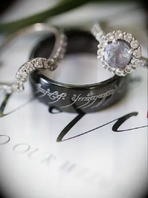 Wedding ring engraving on outside of band