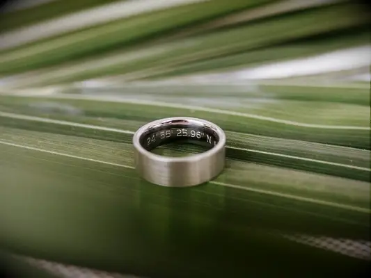 Wedding ring engraving with coordinates