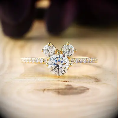 Mickey mouse inspired diamond engagement ring