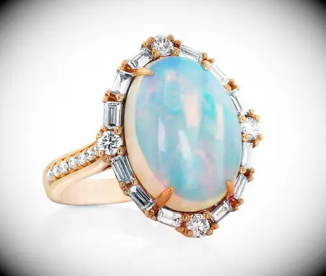 Oval opal engagement ring