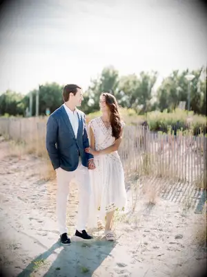 Couple walking on beach