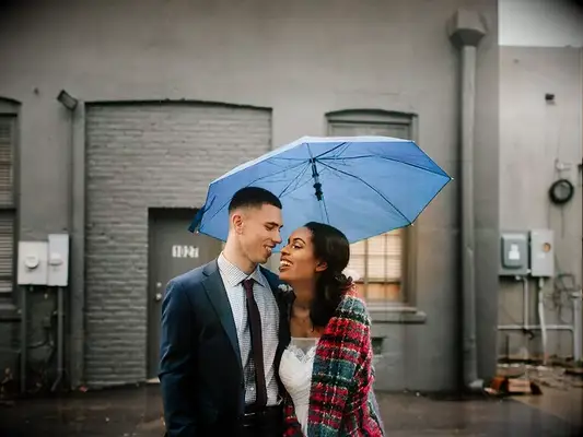 Couple under an umbrella 