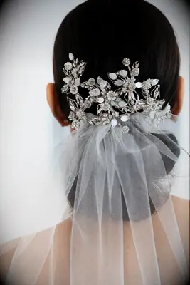 Large opal, floral and diamond comb