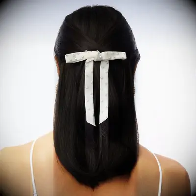 Small ivory pearl studded hair bow