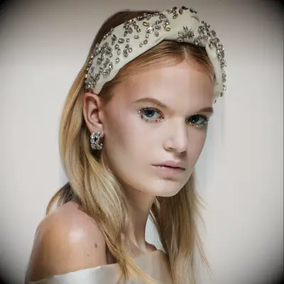 Diamond studded ivory headband
