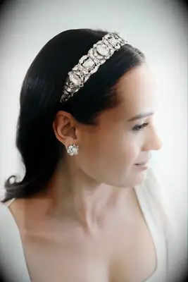 Crystal-embellished headband bridal accessory trend