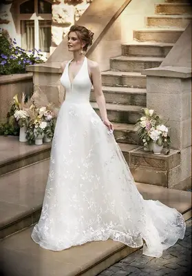 a-line floor length dress with sequin lace on skirt