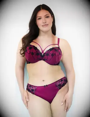 Cacique pink lace strappy plunge bra bridal lingerie look