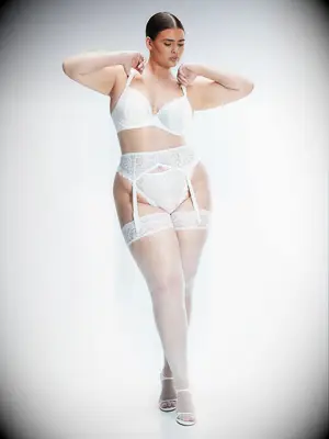 Savage X Fenty white lace plunge bra bridal lingerie look