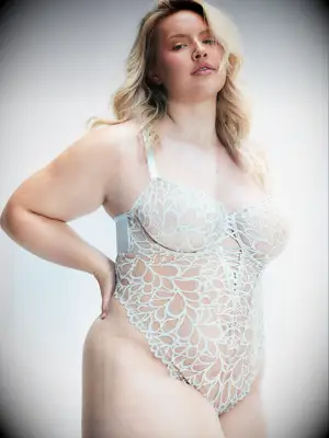 Savage X Fenty mint and brown bodysuit bridal lingerie look