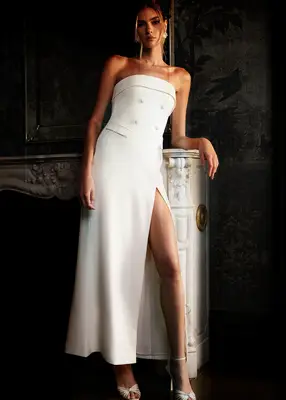 Meshki strapless suit maxi wedding afterparty dress