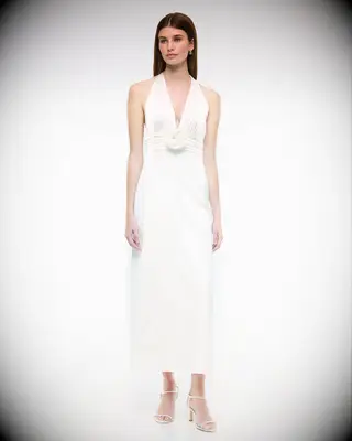 Abercrombie & Fitch rosette halter midi wedding afterparty dress