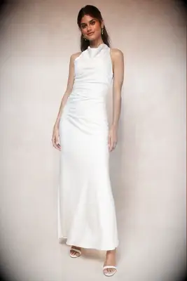 Lulus backless maxi wedding afterparty dress