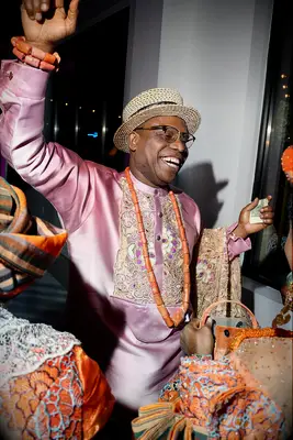 Pink and orange Nigerian outfit