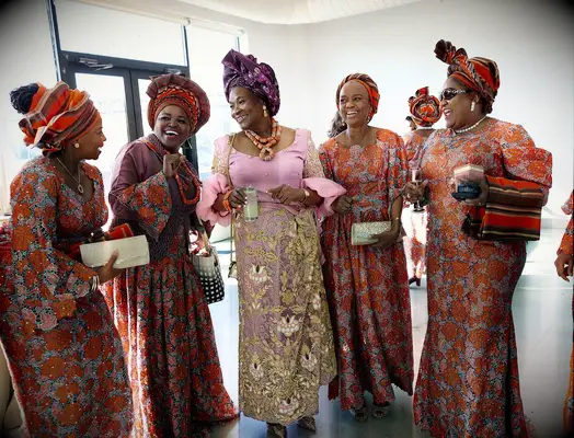 Bridesmaids and bride