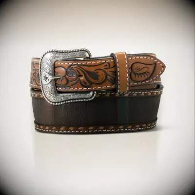 Ariat brown leather belt mountain wedding guest attire