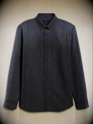 Banana Republic blue chambray mountain wedding guest shirt