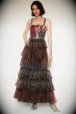 Hutch floral mountain wedding guest dress