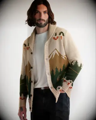 Pendelton cotton mountain wedding guest cardigan