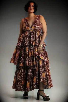 Atsu V-neck floral mountain wedding maxi guest dress