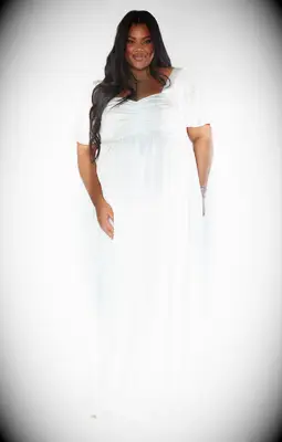 White plus size satin tiered dress for courthouse wedding from Show Me Your Mumu