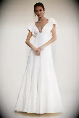 BHLDN flutter sleeve beach wedding dress