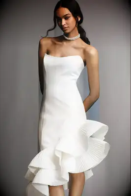 BHLDN flamenco hem beach wedding mini dress