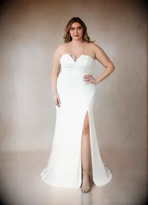 Strapless plus size wedding dress by Azazie. 
