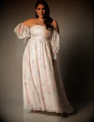 Pink plus size wedding dress by ELOQUII. 