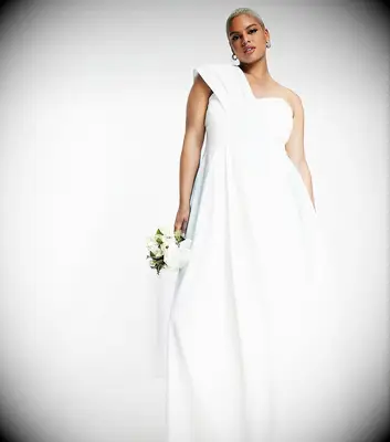 One-shoulder plus size wedding dress by ASOS. 