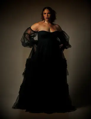 Black plus size wedding dress by ELOQUII. 