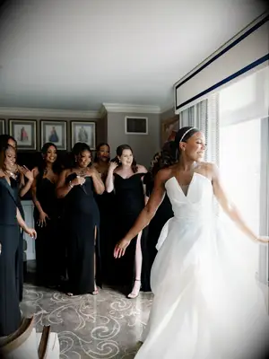 Bride with her bridesmaids