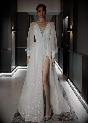 Olivia Bottega glittery silver wedding dress