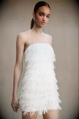 BHLDN mini sequin silver wedding dress