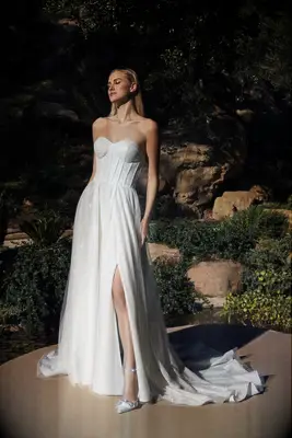 Casablanca Bridal strapless silver wedding dress
