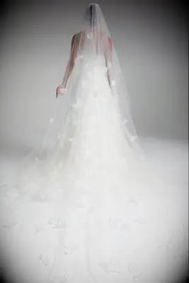 Amsale 3D leaf cathedral wedding veil