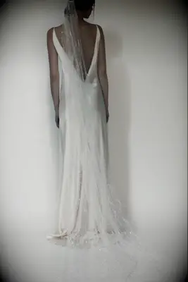 A.B. Ellie feather cathedral wedding veil