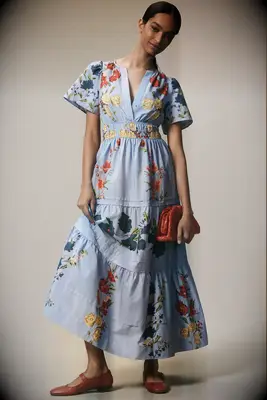 Floral maxi casual rehearsal dinner guest dress from Anthropologie