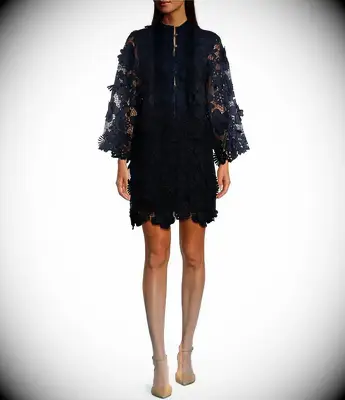 Floral lace shift casual rehearsal dinner guest dress from Dillard