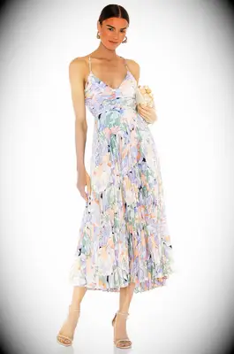 ASTR The Label floral midi rehearsal dinner guest dress from REVOLVE